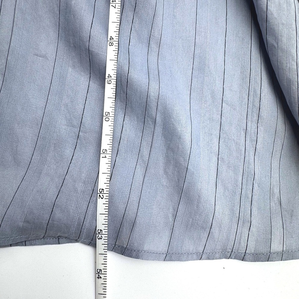 CHLOE DAO Women Large Pale Blue Pinstripe Sleeveless Tie Waist Halter Midi Dress - Picture 9 of 9